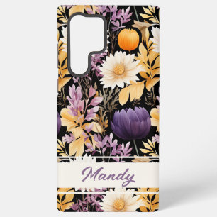 Elegant autumn flowers fall pattern samsung galaxy case