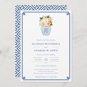 Elegant Autumn Flowers Ginger Jar Wedding Invitation