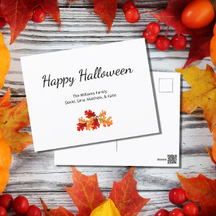 Elegant Autumn Foliage Happy Halloween  Holiday Postcard
