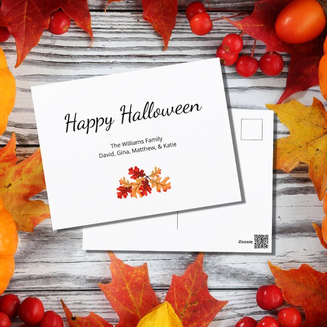 Elegant Autumn Foliage Happy Halloween  Holiday Postcard (Creator Uploaded)