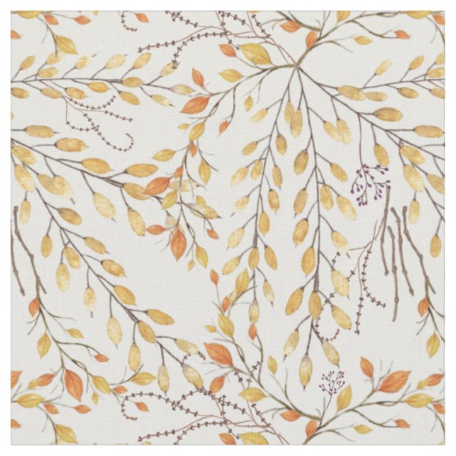 Elegant Autumn Foliage Pattern Fabric (Close Up)
