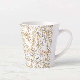 Elegant Autumn Foliage Pattern Personalised Latte Mug