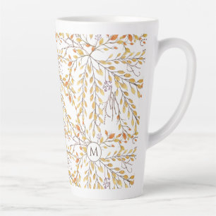 Elegant Autumn Foliage Pattern Personalised Latte Mug