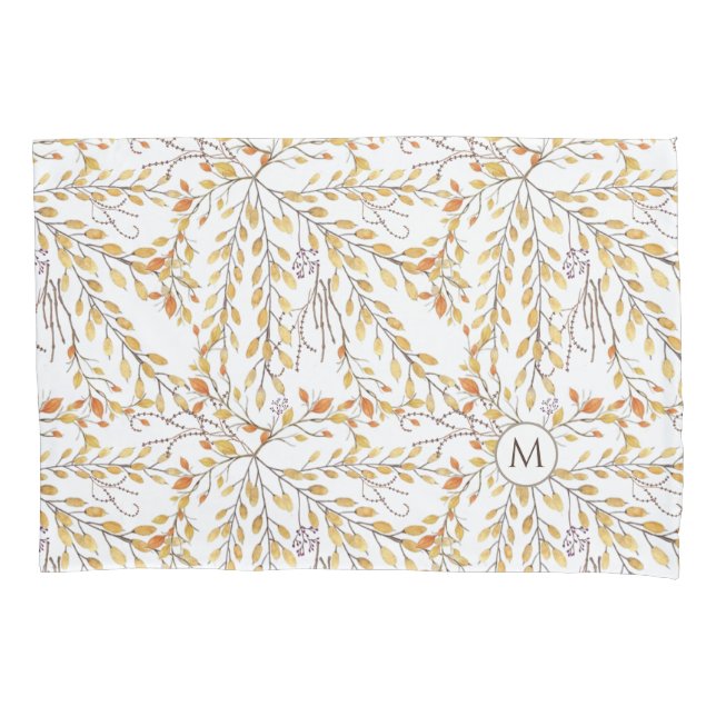 Elegant Autumn Foliage Pattern Personalised Pillowcase (Front)