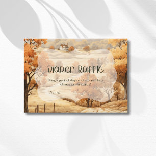 Elegant Autumn Forest Watercolor Diaper Raffle Enclosure Card