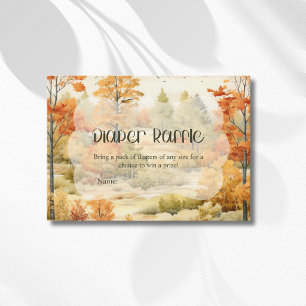 Elegant Autumn Forest Watercolor Diaper Raffle Enclosure Card