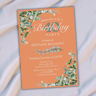 Elegant Autumn Green Flower Women's 40th Birthday  Invitation