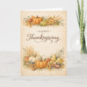 Elegant Autumn Harvest Happy Thanksgiving Card