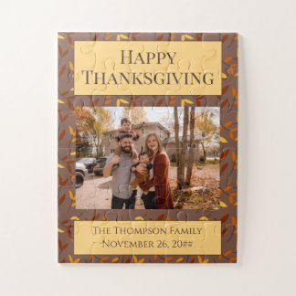 Elegant Autumn Leaf Family Photo Jigsaw Puzzle