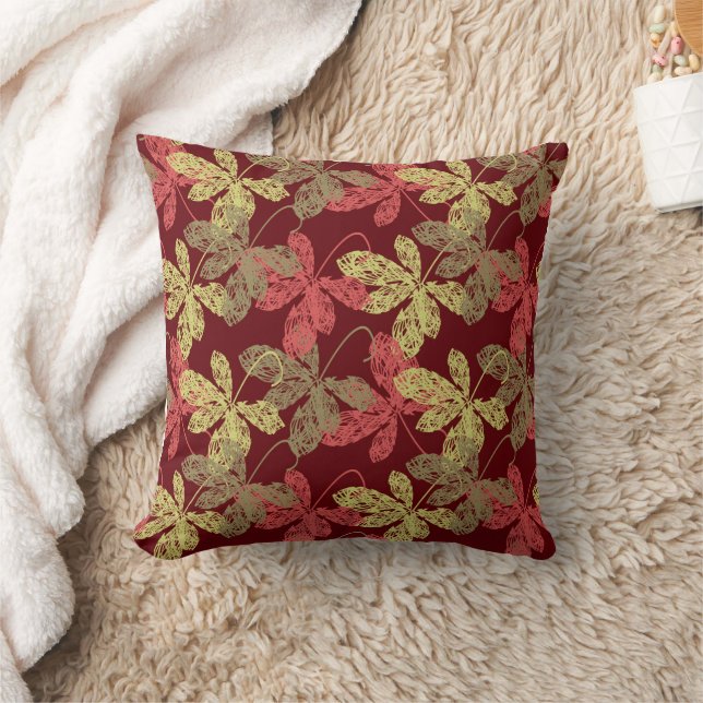 Elegant autumn leaf pattern cushion (Blanket)