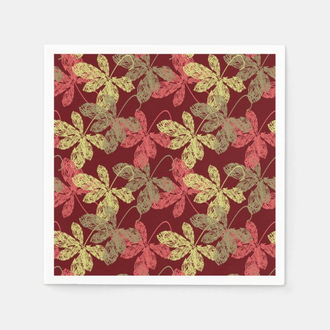 Elegant autumn leaf pattern napkin (Front)