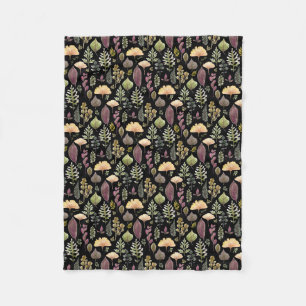 Elegant Autumn Leaves and Ferns Botanical Fleece Blanket