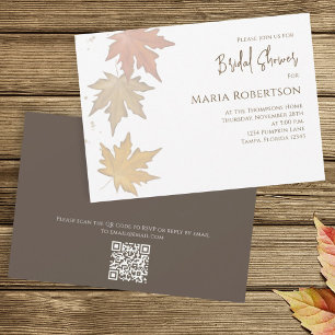 Elegant Autumn Leaves Fall Foliage QR Code Invitation