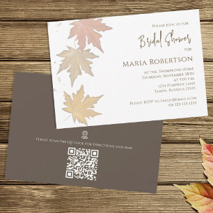 Elegant Autumn Leaves Fall Foliage QR Code Map  Invitation
