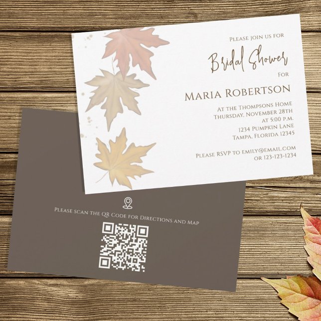 Elegant Autumn Leaves Fall Foliage QR Code Map  Invitation (Creator Uploaded)