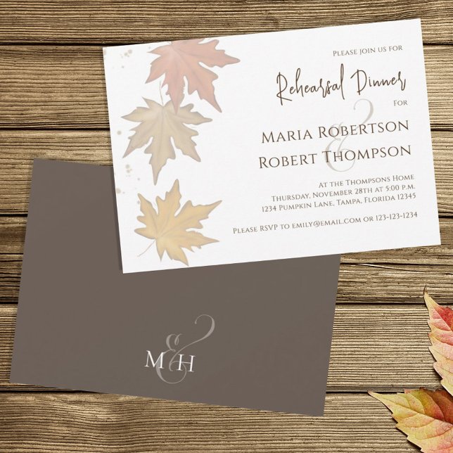 Elegant Autumn Leaves Fall Greenery Foliage Invitation (Creator Uploaded)