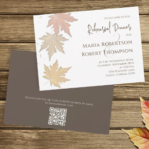 Elegant Autumn Leaves Fall Greenery QR Code Invitation