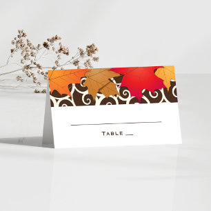 Elegant Autumn Leaves Fall Wedding Place Card