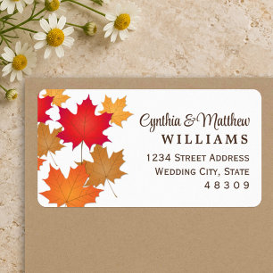 Elegant Autumn Leaves Fall Wedding Return Address Label