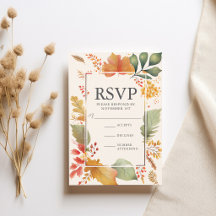 Elegant Autumn Leaves Fall Wedding RSVP