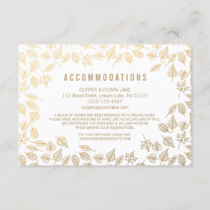 Elegant Autumn Leaves Gold Accommodation Card