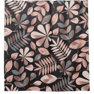 Elegant Autumn Leaves: Pastel Geometric Shower Curtain