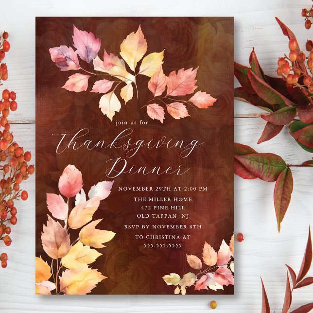 Elegant Autumn Leaves Thanksgiving Invitation (Creator Uploaded)