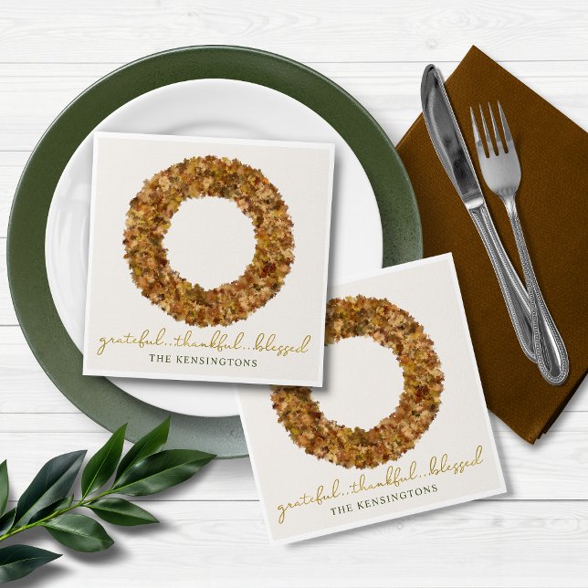 Elegant Autumn Leaves Thanksgiving Rustic Wreath Napkin (Elegant Autumn Leaves Thanksgiving Rustic Wreath Napkins)