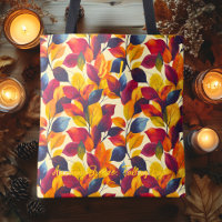Elegant Autumn Leaves Tote Bag Warm Fall Pattern