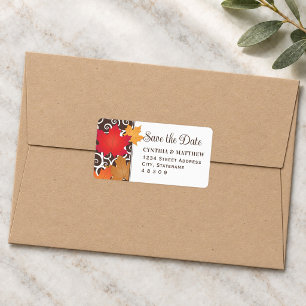 Elegant Autumn Leaves Wedding Save the Date Label