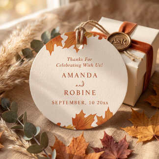 Elegant Autumn Maple Leaves Wedding Favour Tags