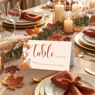 Elegant Autumn Maple Leaves Wedding Place Card