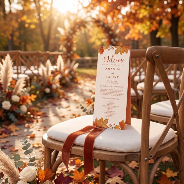 Elegant Autumn Maple Leaves Wedding Program (Creator Uploaded)