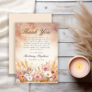 Elegant Autumn Meadow Wildflower Baby Shower Thank You Card