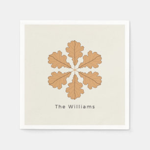 Elegant Autumn Oak Leaf Monogram Family Name Napkin