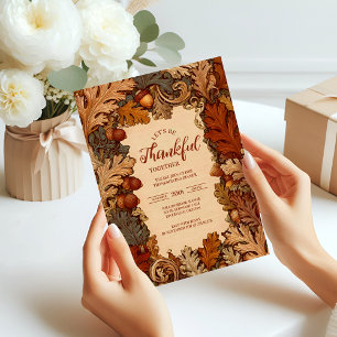 Elegant Autumn Oak Thanksgiving Celebration Invitation