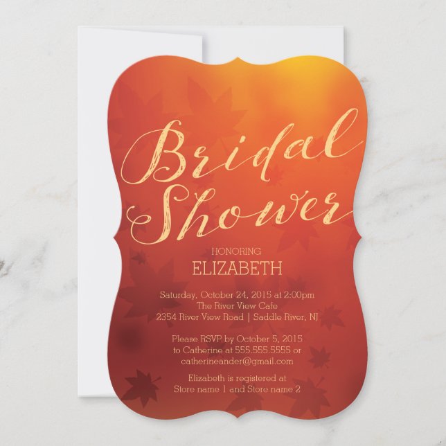 Elegant Autumn Ombre Bridal Shower Invitation (Front)
