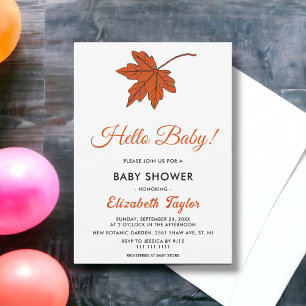 Elegant Autumn Orange Leaves Fall Baby Shower Invitation