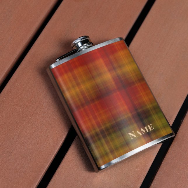 Elegant Autumn Plaid 6oz Vinyl Wrapped Hip Flask (Creator Uploaded)