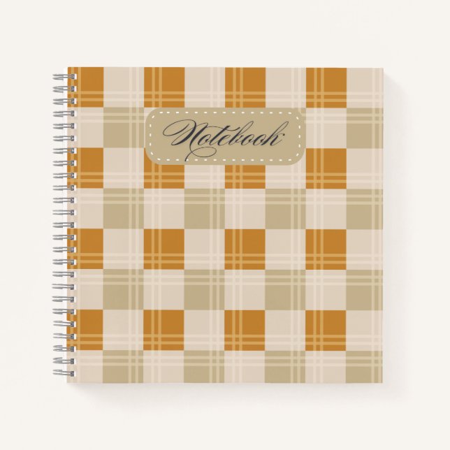 Elegant Autumn Plaid Notebook Cozy Check Pattern  (Front)