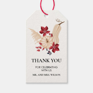 Elegant Autumn Pumpkin and Burgundy Thank You Tag