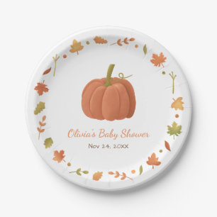 Elegant Autumn Pumpkin Baby Shower Supplies Paper Plate