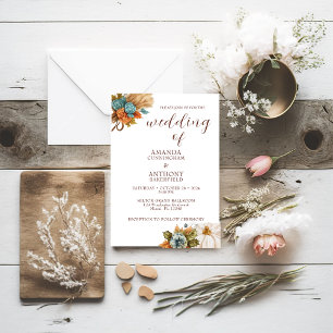 Elegant Autumn Pumpkin Fall Wedding Invitation