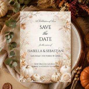 Elegant Autumn Pumpkin Wedding Save The Date