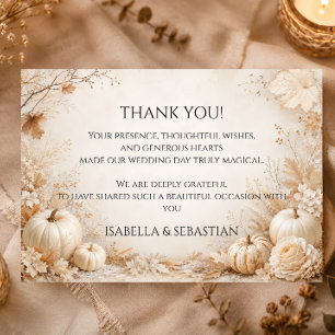 Elegant Autumn Pumpkin Wedding Thank You Card