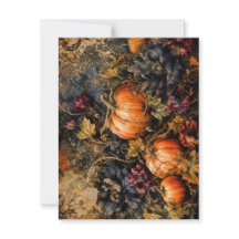Elegant Autumn Pumpkins and Dark Floral Card