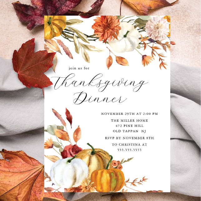 Elegant Autumn Pumpkins Thanksgiving Invitation (Creator Uploaded)