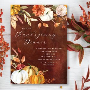 Elegant Autumn Pumpkins Thanksgiving Invitation