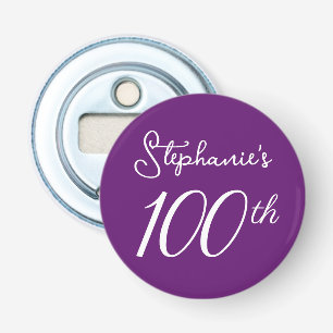 Elegant Autumn Purple 100th Birthday Party Bottle Opener