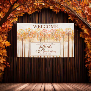 Elegant Autumn Trees 40th Birthday Party Welcome Banner